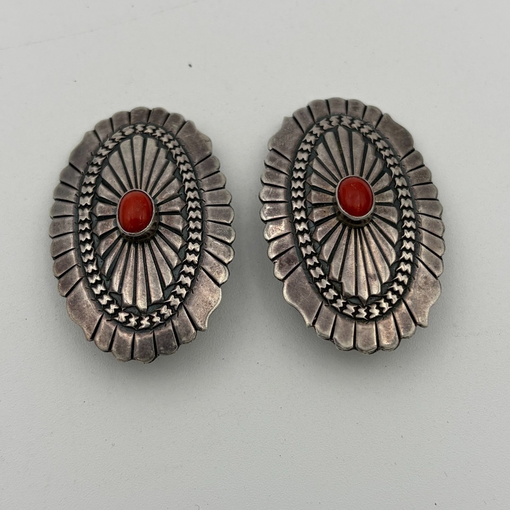 Vintage Southwestern Style Conchos Sterling Silver Earrings Handmade